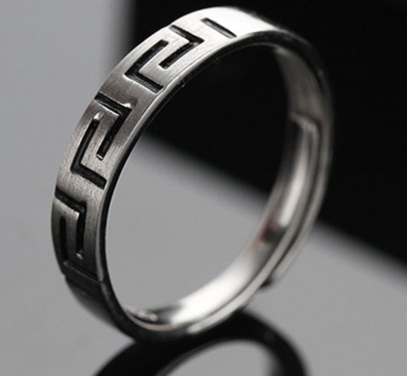 Greek Key Pattern Inscribed Ring